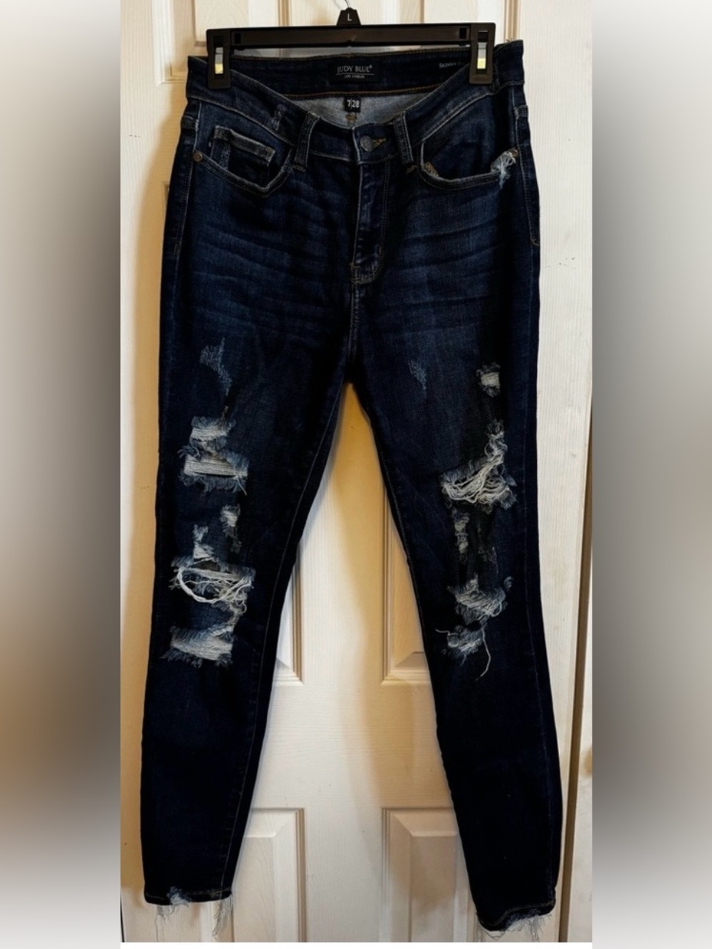 Judy Blue Dark Indigo Distressed Skinny Jeans